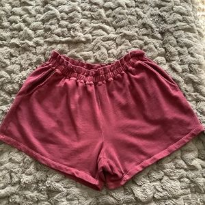 NWOT Dip Paperbag Waist Fleece Shorts, Medium Burgundy, Size: Small